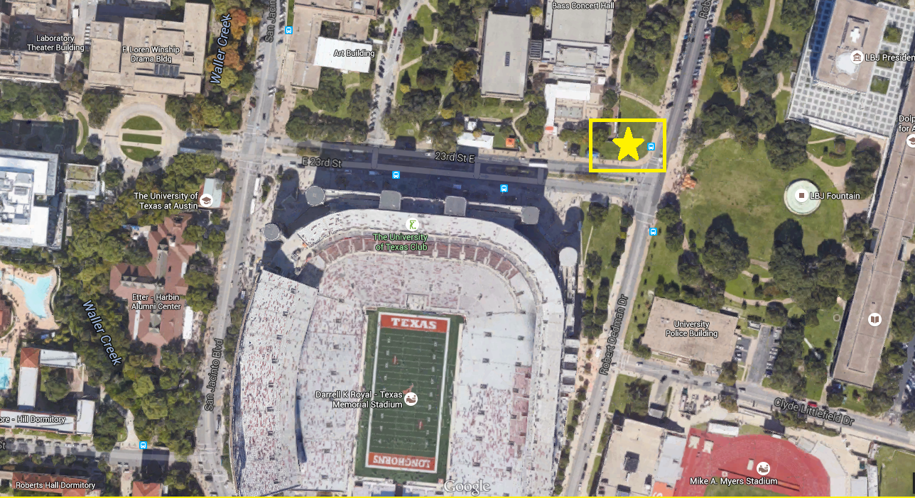 Aerial view of the new Texas GameDay set location