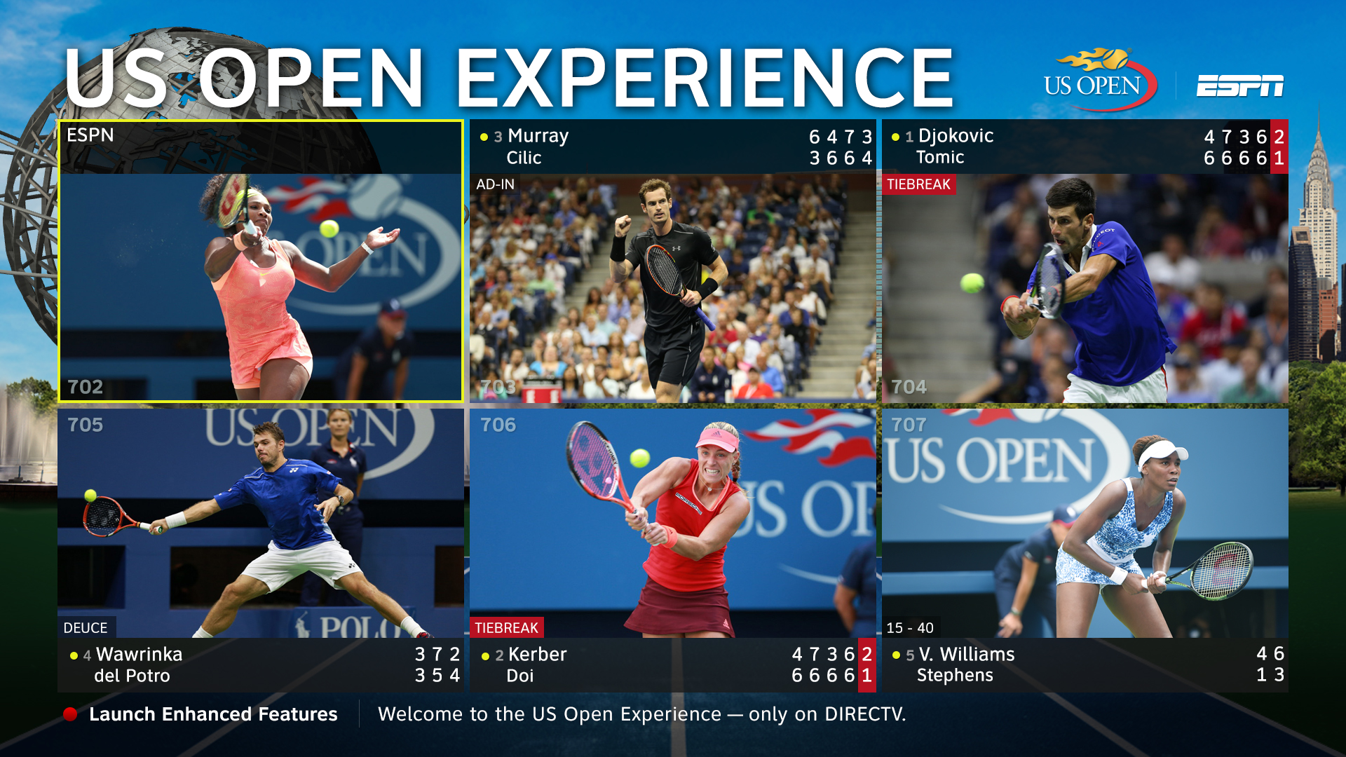 US Open - Screenshot Interactive TV