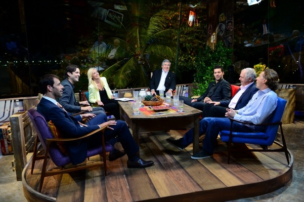 ESPN’s World Cup Tonight hosts and pundits on the “Last Call” set during the 2014 FIFA World Cup. (Phil Ellsworth/ESPN Images)