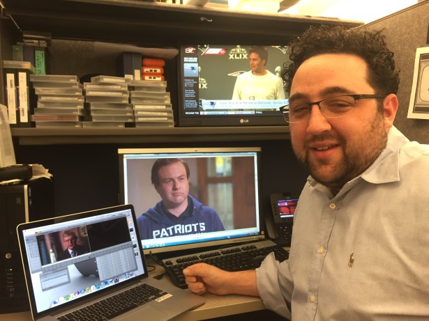Countdown feature producer Zach Budman editing Frank Caliendo’s faux “SC Featured.” (Zach Budman)