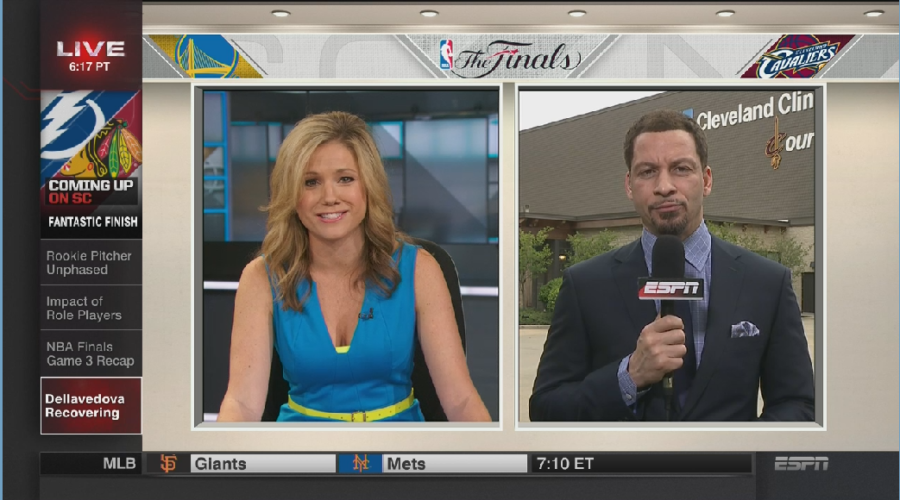 ESPN NBA Insider Chris Broussard (right) shared the latest NBA Finals news with SportsCenter anchor Jaymee Sire this morning from Cleveland.