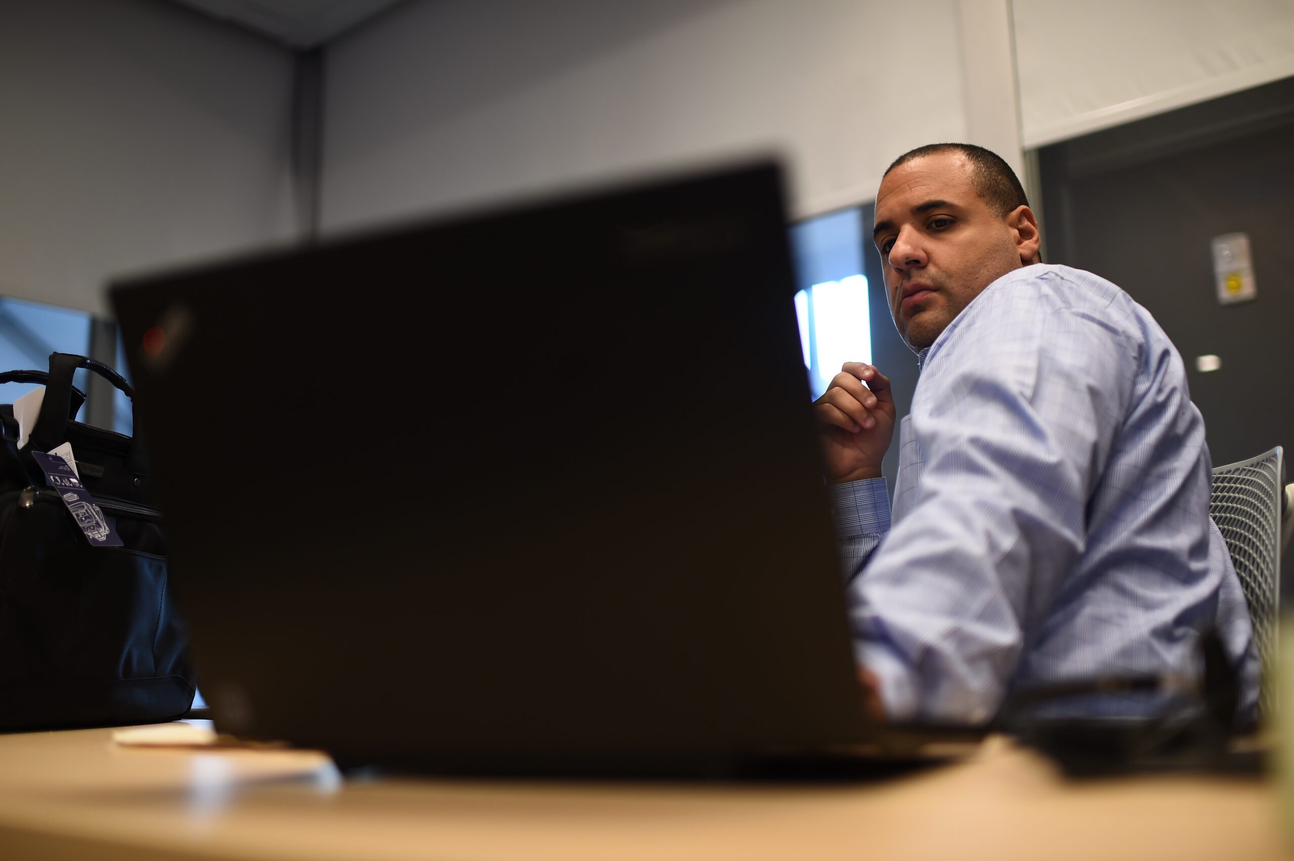 Rodney Perez in the production meeting for the first midnight edition of SportsCenter. (Joe Faraoni/ESPN Images)