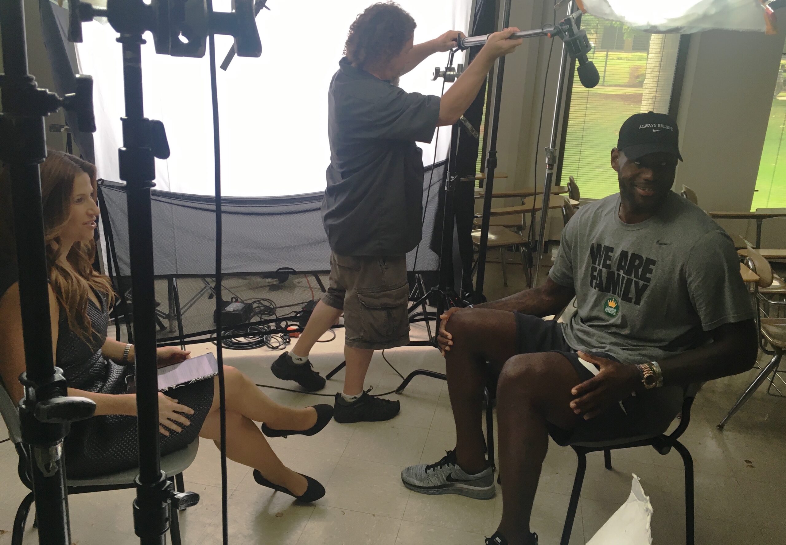 Nichols (left) with LeBron during their interview. (Courtesy Rachel Nichols)