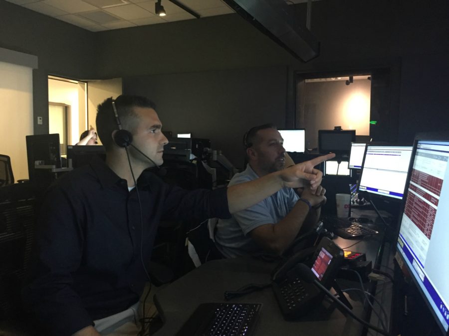 Sunday NFL Countdown producer Chad Minutillo (foreground) helps assemble the show. (Photo courtesy of Chad Minutillo/ESPN)