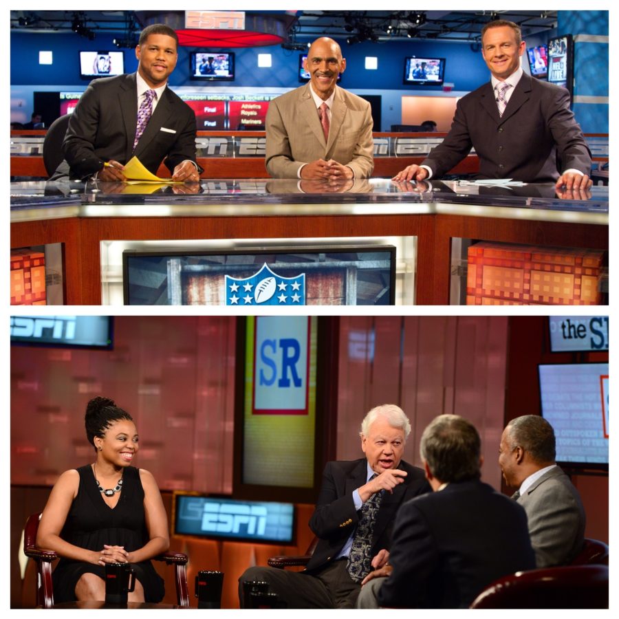 (Top: NFL Live: John Atashian/ESPN Images; bottom: The Sports Reporters: Joe Faraoni/ESPN Images)